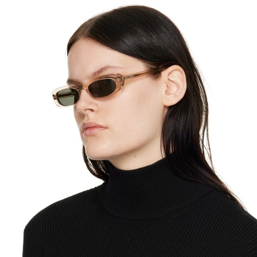 Saint Laurent Women Sunglasses Transparent Nude Grey Oval SL557 004 BRAND NEW - Picture 11 of 11